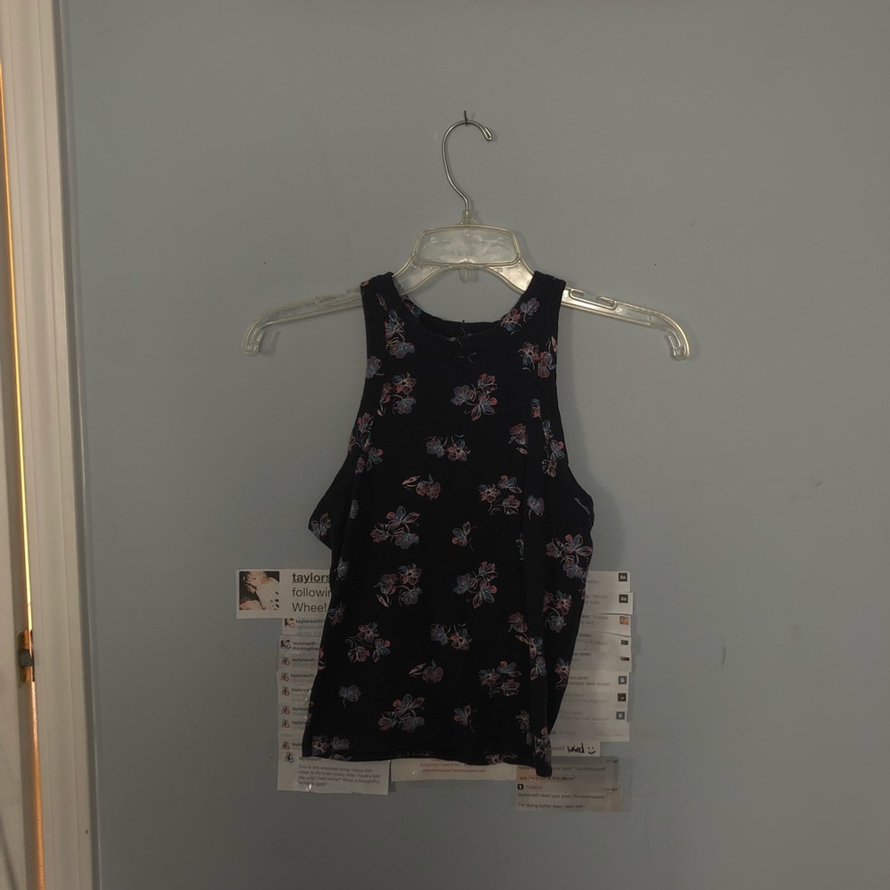 floral navy tank top
